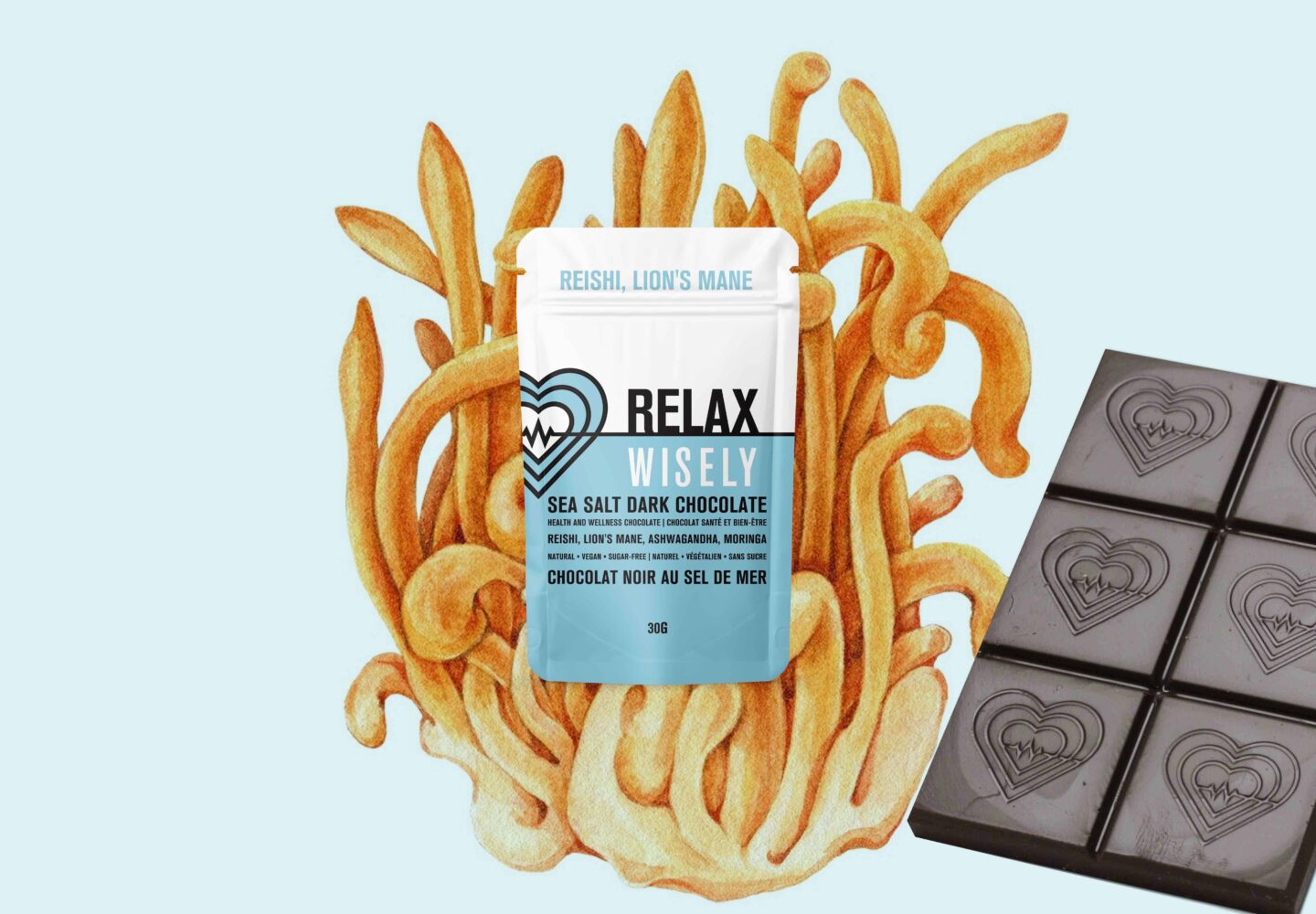 wisely functional mushroom adaptogenic chocolate relax reishi lionsmane 2
