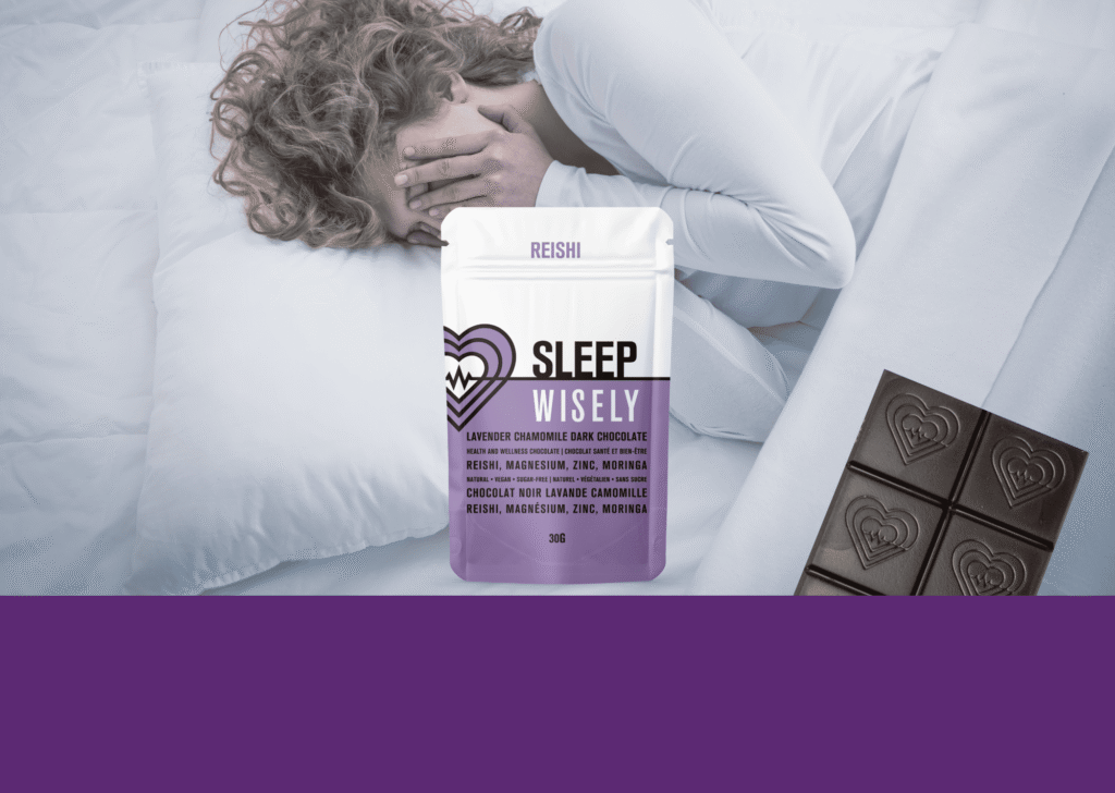La paix avant le sommeil : votre voyage vers le repos profond avec SLEEP lavande camomille chocolat noir 1 wisely functional mushroom adaptogenic chocolate sleep reishi 004